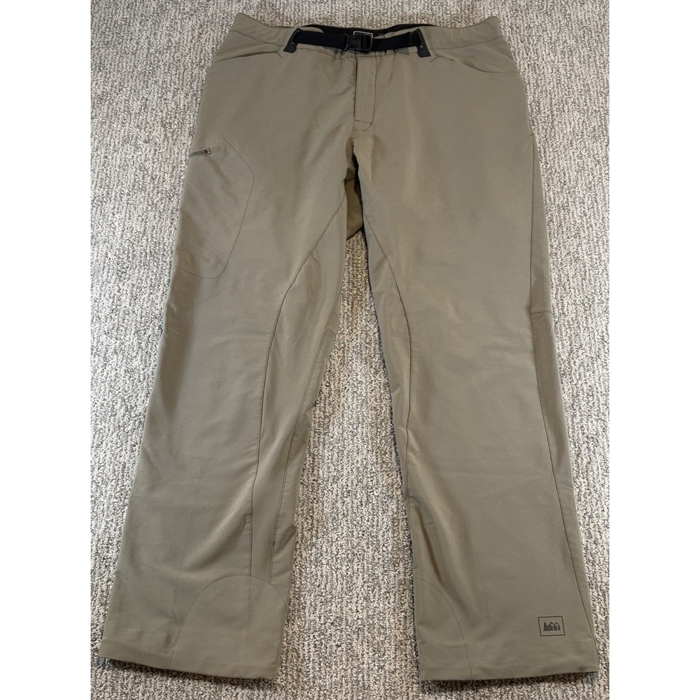 REI Co-Op‎ Utility Pants Mens Belted Technical Hiking Tan Size 36x30 Outdoor